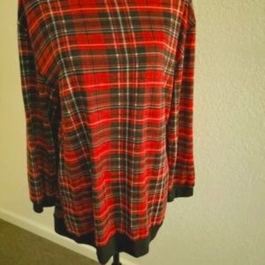 Women's Top Red Plaid Knit Wear